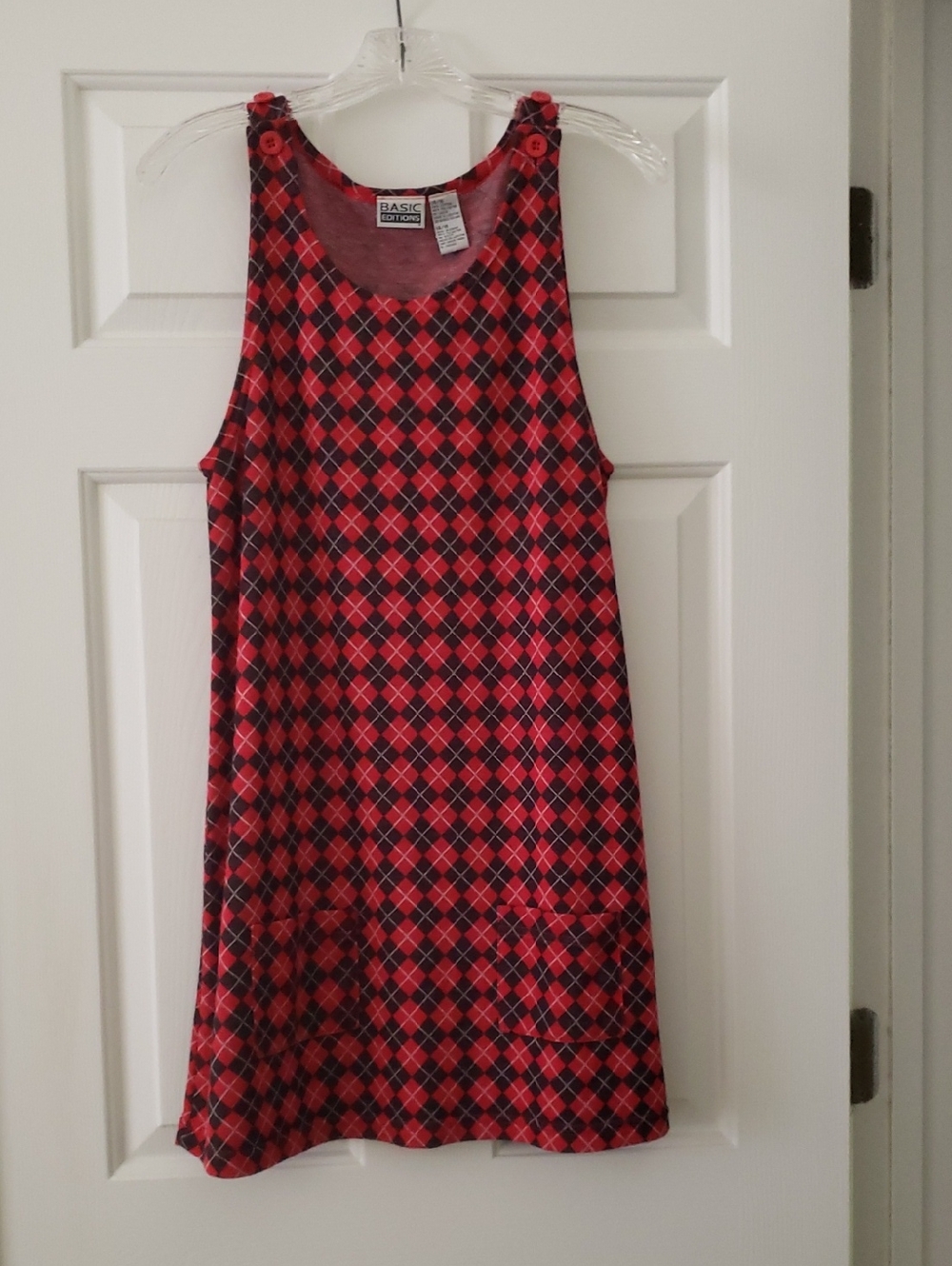 Basic Editions Red and Black Plaid Tank Dress